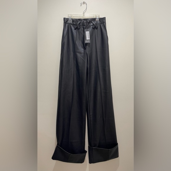 Nasty Gal Pants - Nasty Gal Faux Leather Turn Up Hem Wide Leg Pants Size 2